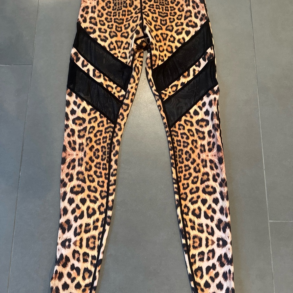 Do You Even - Leopard Print Leggings with mesh accents - Small
